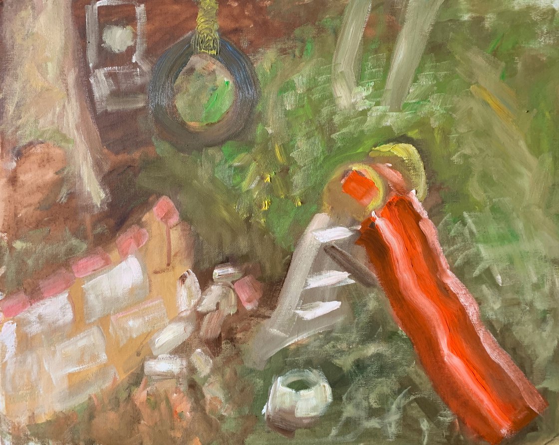 A painting titled 'The Orange Slide by Ryan Louder' by Ryan Louder