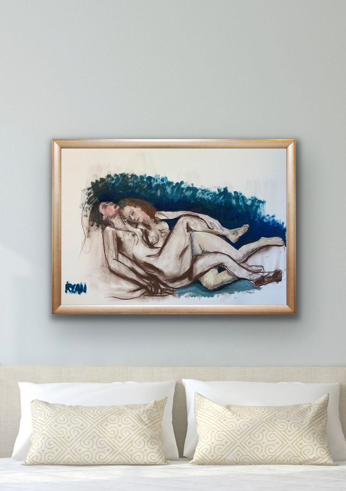 Figure Studies - The Sleepers Study In Oil and Charcoal by Ryan Louder - Hahnemühle German Etching Fine Art Print