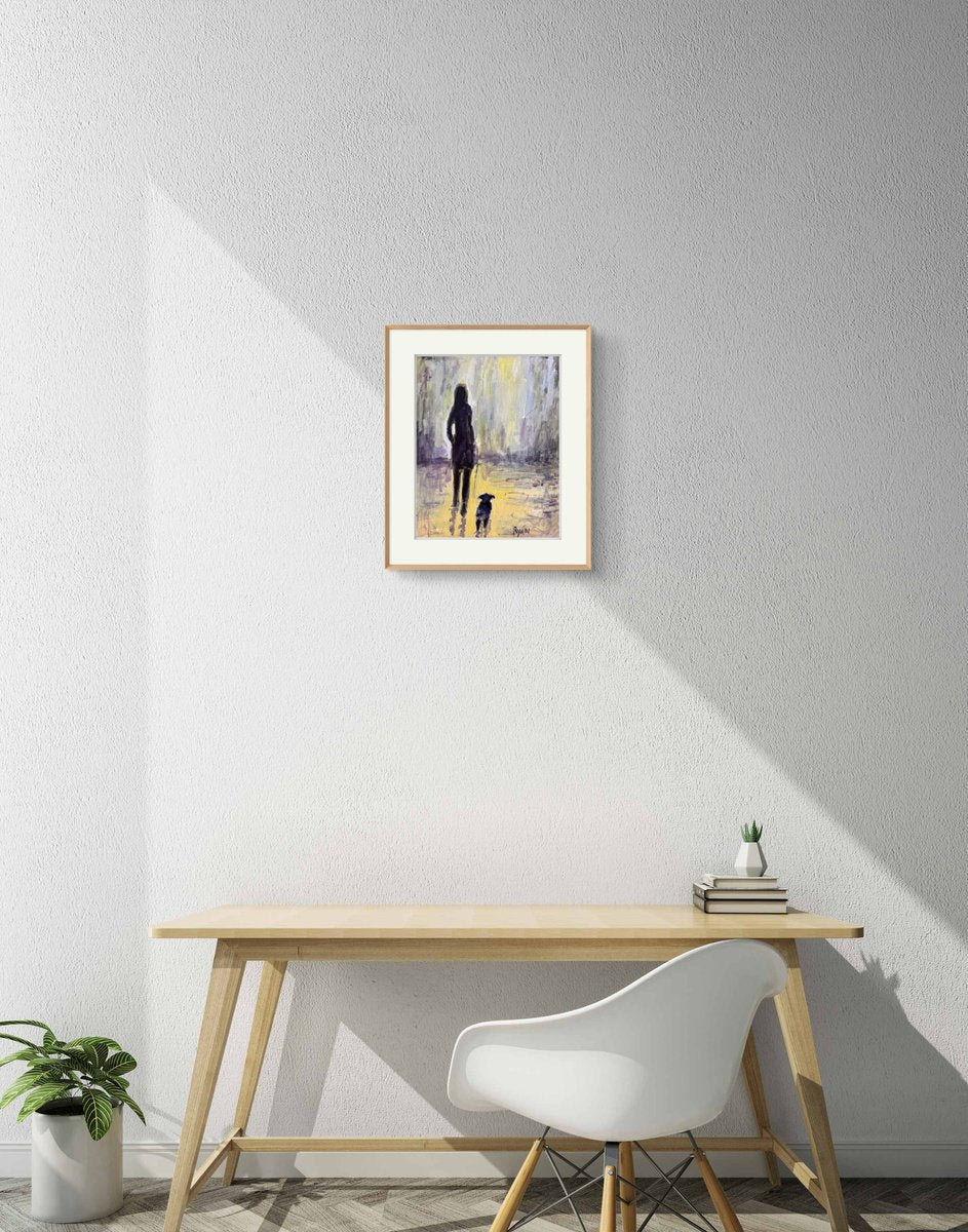 Dog Walking In The City by Ryan Louder - Hahnemühle German Etching Fine Art Print