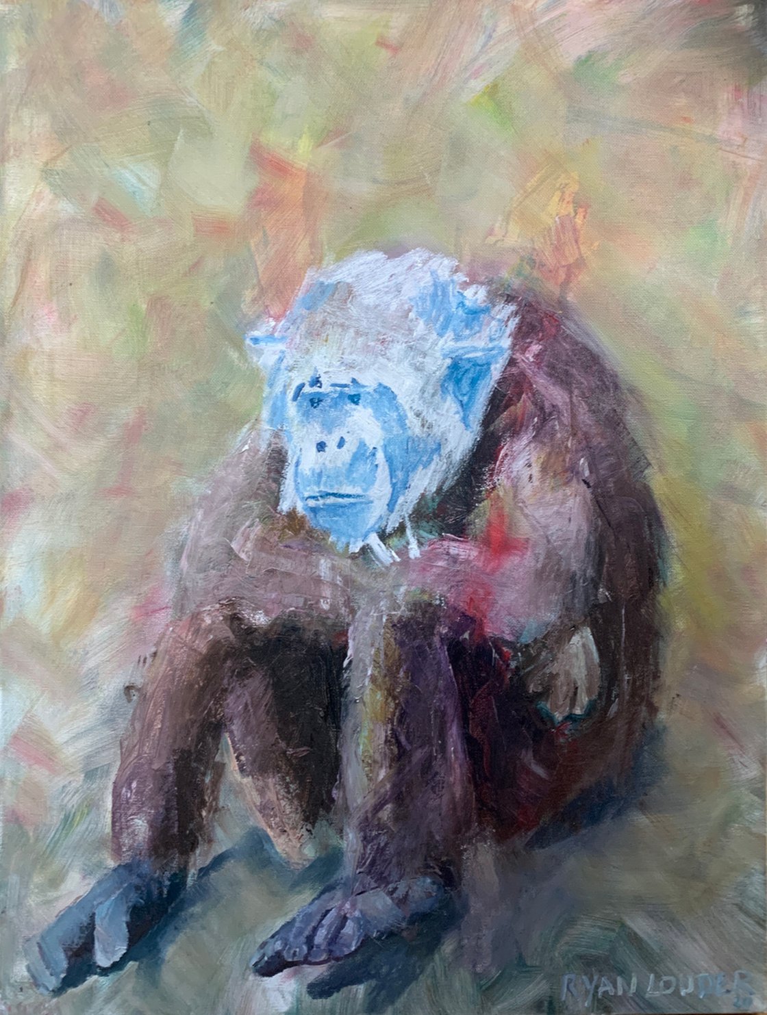A painting titled 'Monkey Got The Blues by Ryan Louder' by Ryan Louder