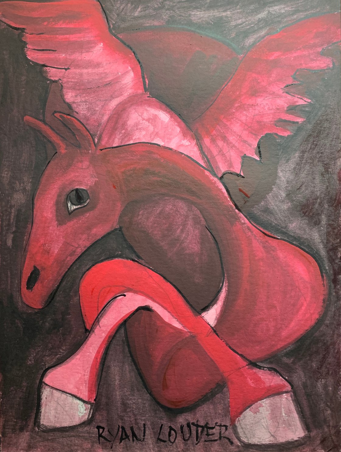 A painting titled 'Dragon Heart by Ryan Louder' by Ryan Louder
