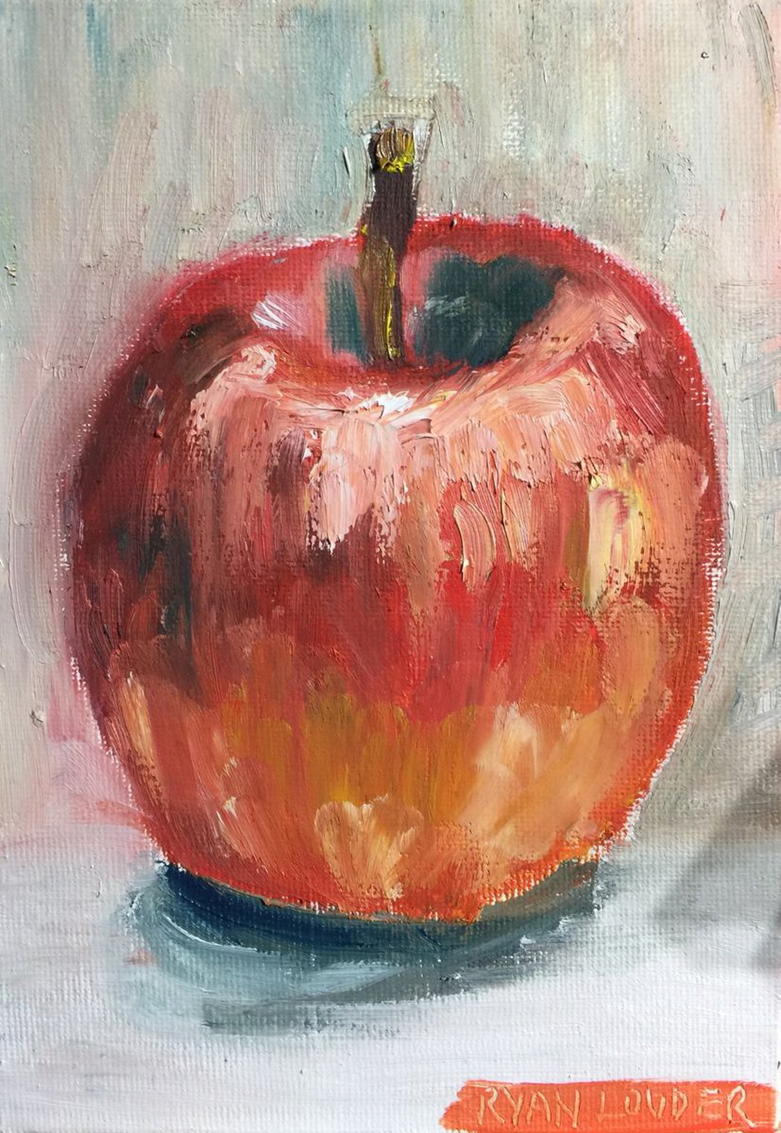 Apple 7x5 oil on canvas board by Ryan Louder - Stretched Canvas Art Print