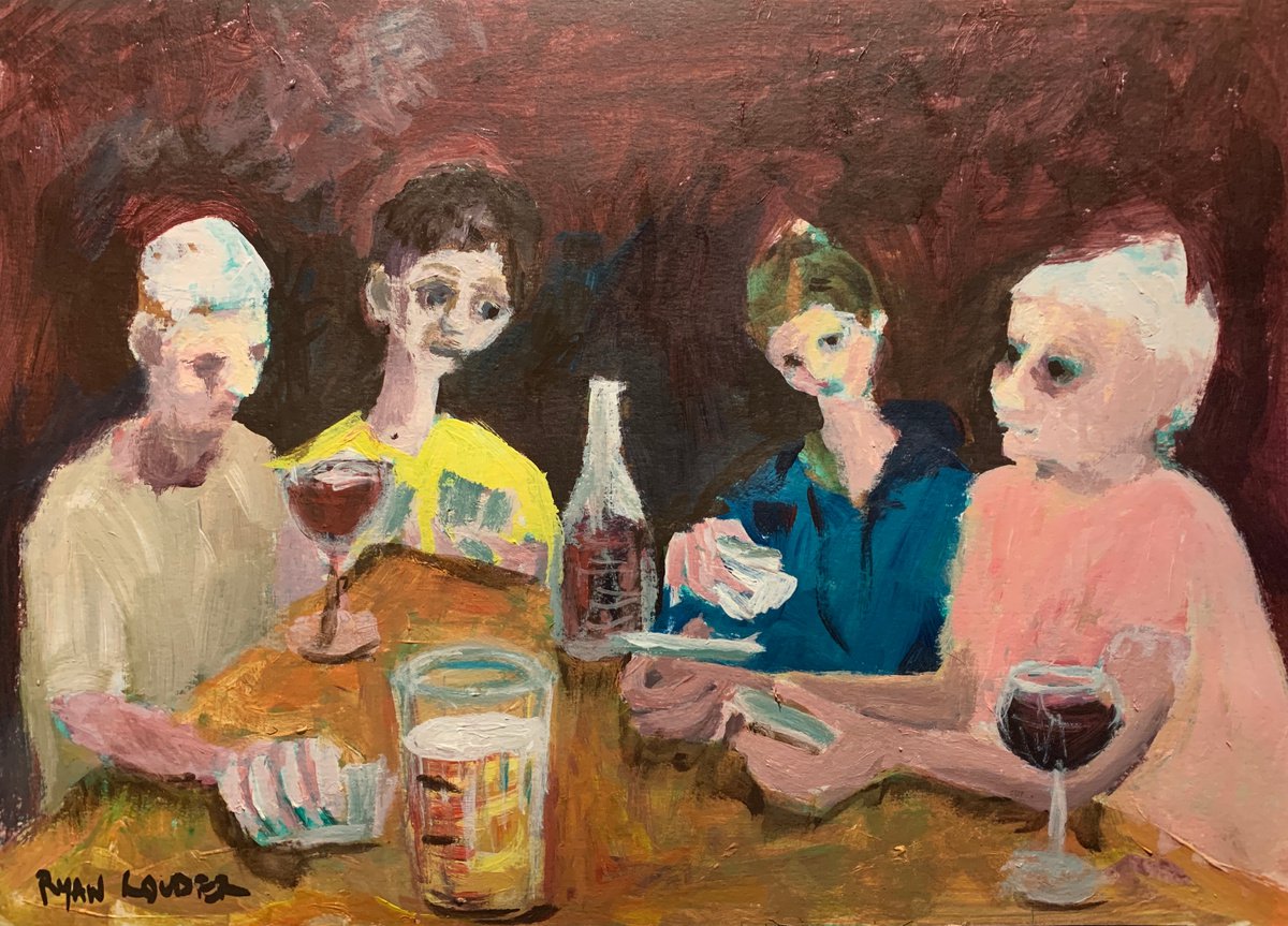 Playing Cards In A Paris Cafe by Ryan Louder Print