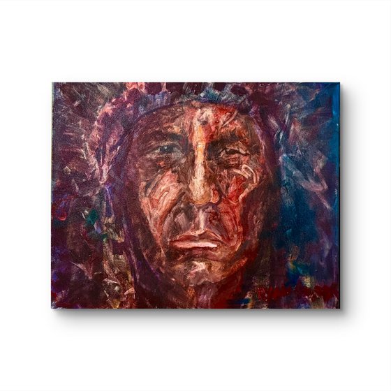 A painting titled 'Chief of the Tribe by Ryan Louder' by Artworks by Ryan Louder