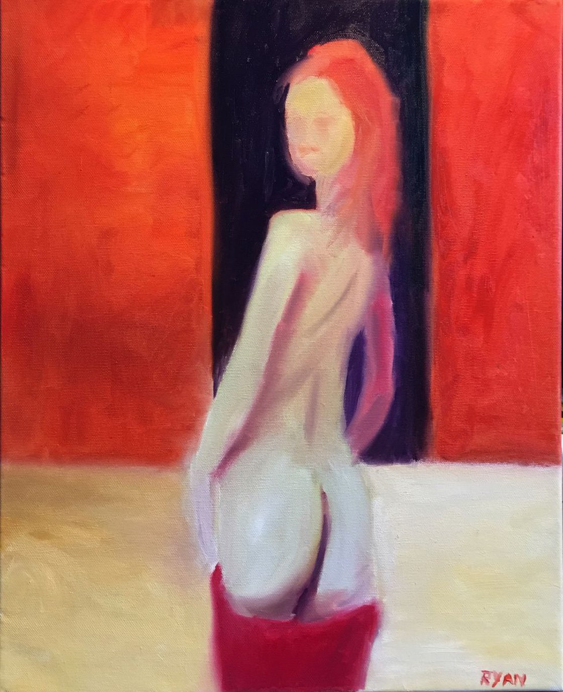 A painting titled 'Orange by Ryan Louder' by Ryan Louder
