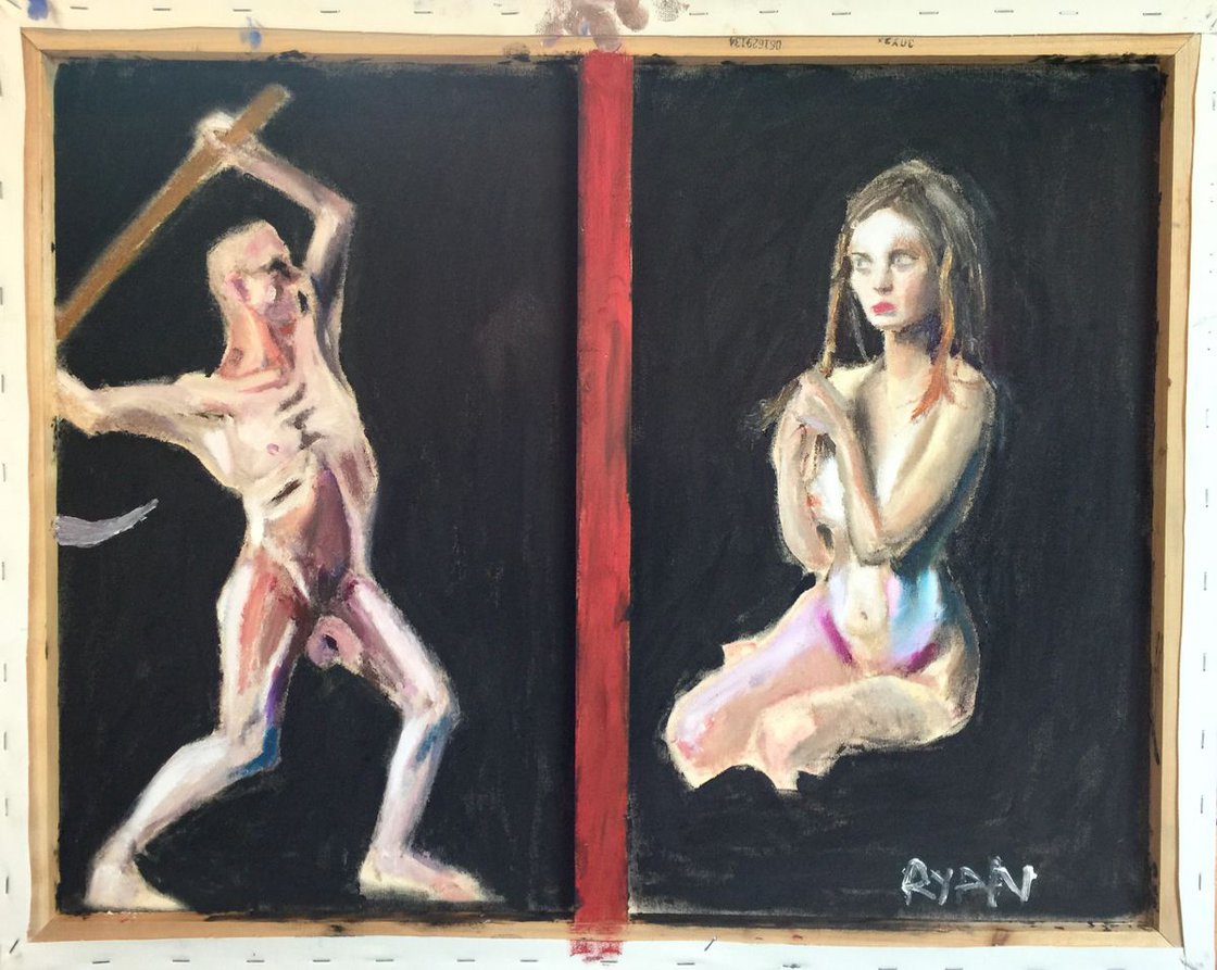 A painting titled 'Breaking Down Walls 24x30 Oil On Back Of Canvas by Ryan Louder' by Ryan Louder