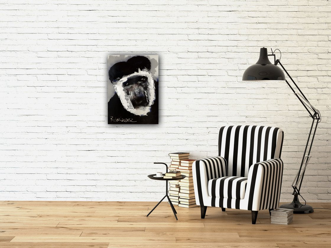 A painting titled 'Colobus Monkey by Ryan Louder' by Ryan Louder