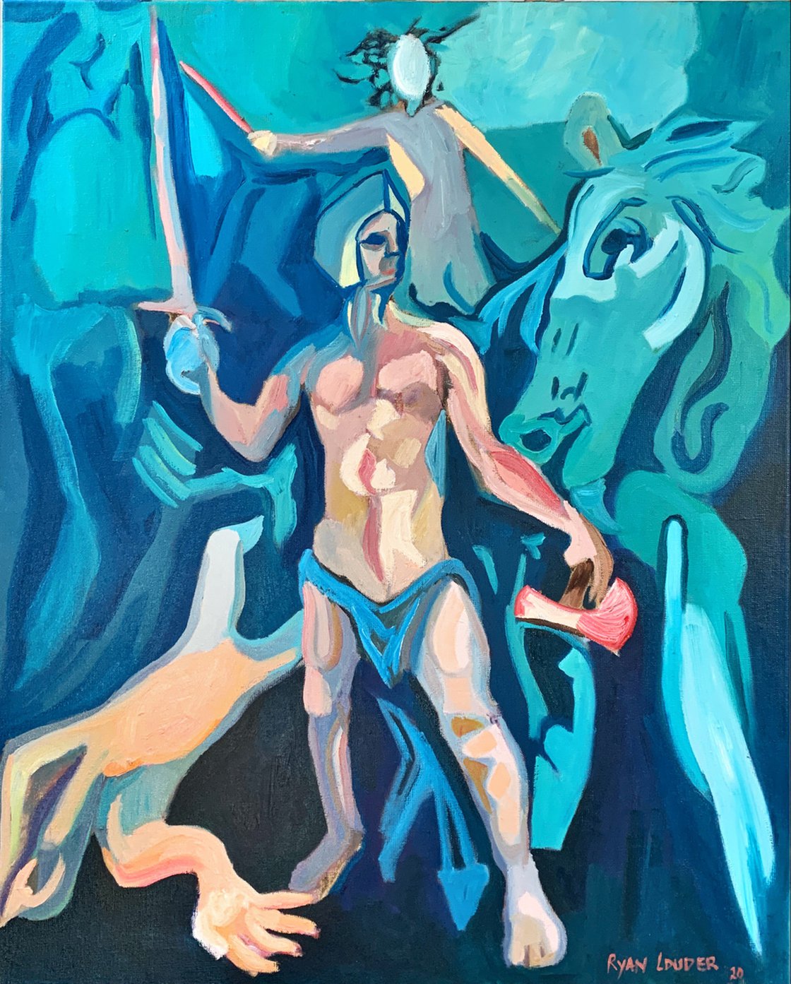 A painting titled 'Spartan by Ryan Louder' by Ryan Louder