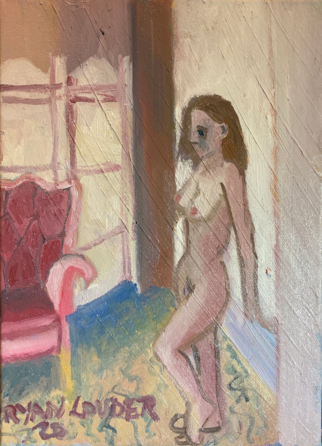 A painting titled 'A Nude Woman By The Window by Ryan Louder' by Ryan Louder