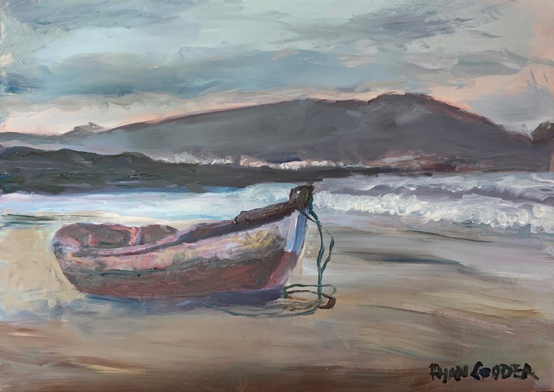A painting titled 'The Old Boat by Ryan Louder' by Ryan Louder