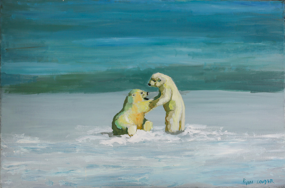 A painting titled 'Polar Bears' by London Paintings