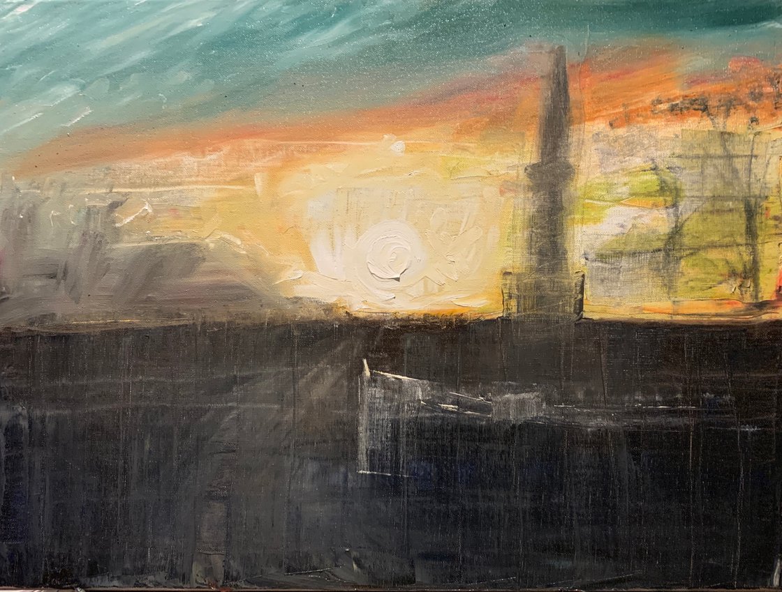 A painting titled 'Dusk In The Park by Ryan Louder' by Ryan Louder