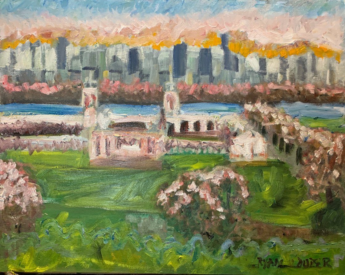 A painting titled 'Greenwich On Christmas Day by Ryan Louder' by Ryan Louder