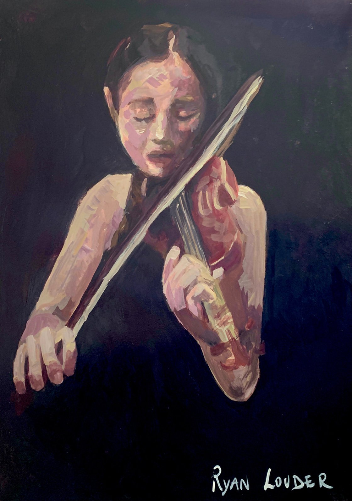 The Violinist - Musician by Ryan Louder - Hahnemühle German Etching Fine Art Print