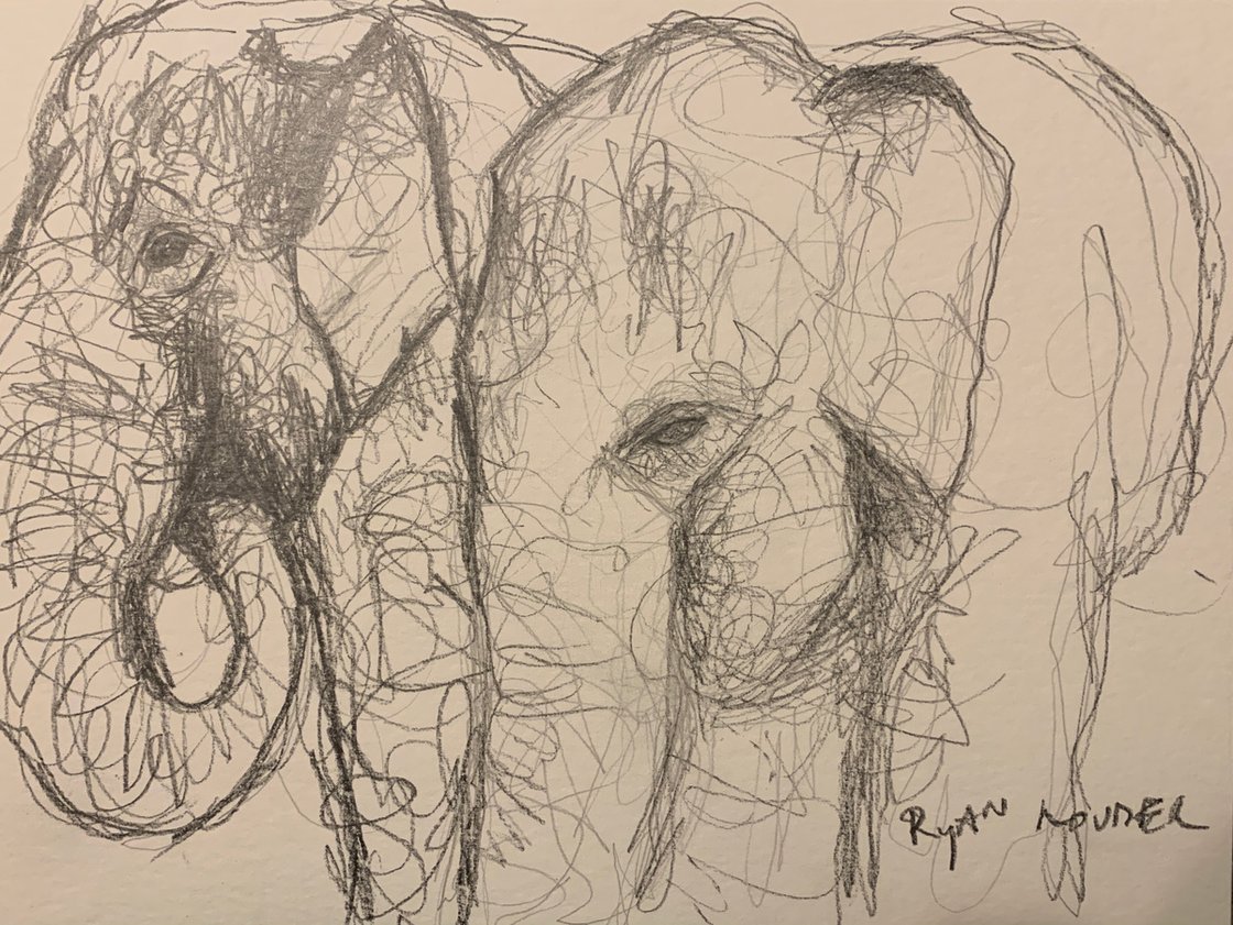 Elephants 12x16 by Ryan Louder - Hahnemühle German Etching Fine Art Print