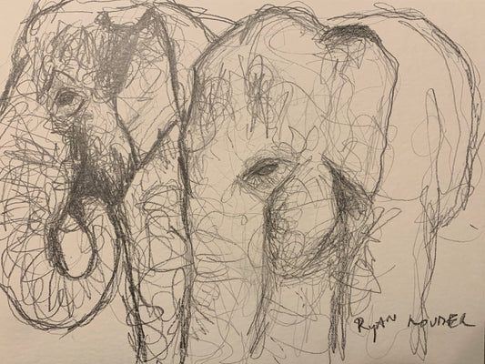 Elephants 12x16 by Ryan Louder - Hahnemühle German Etching Fine Art Print