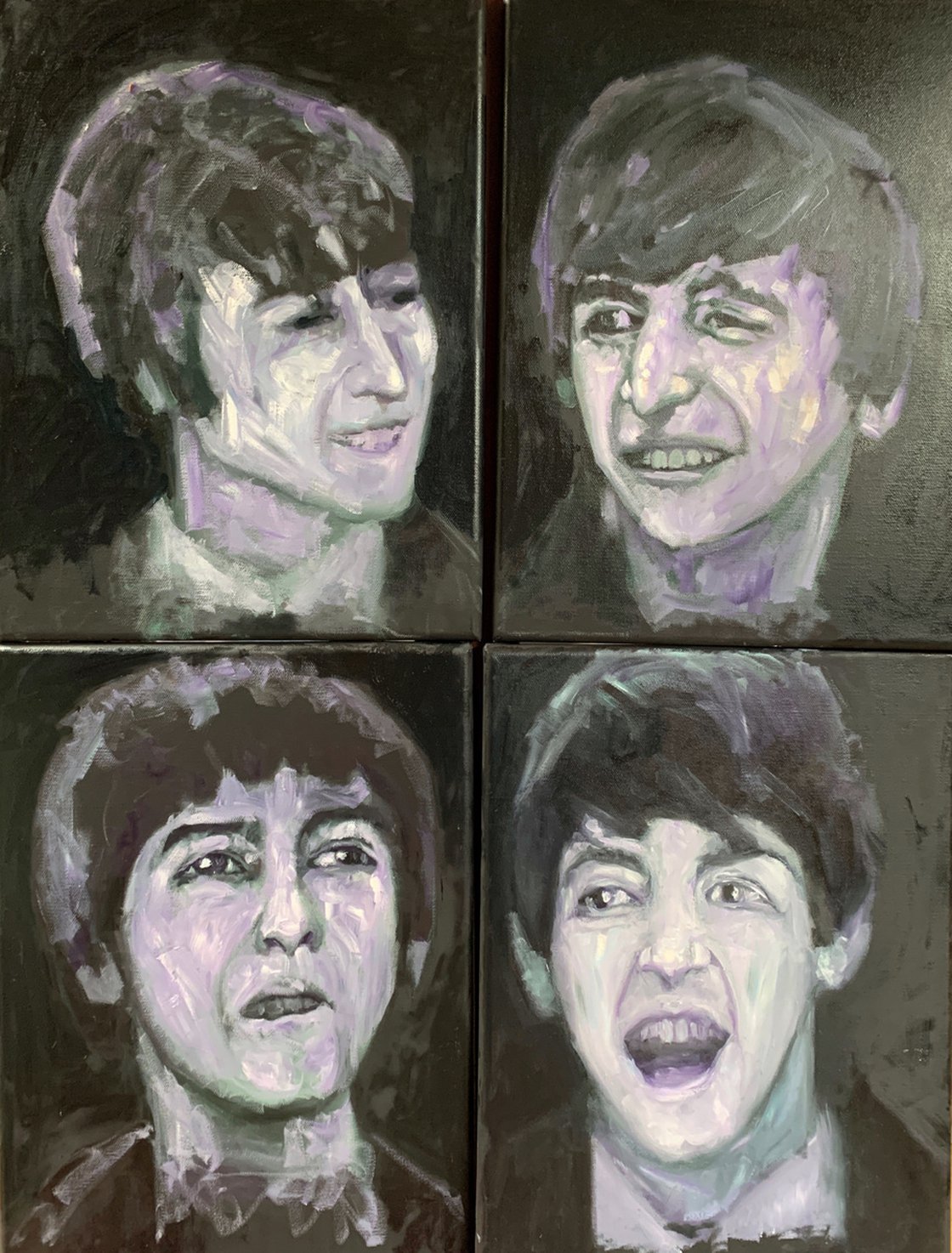 A painting titled 'The Fab Four by Ryan  Louder' by Ryan Louder