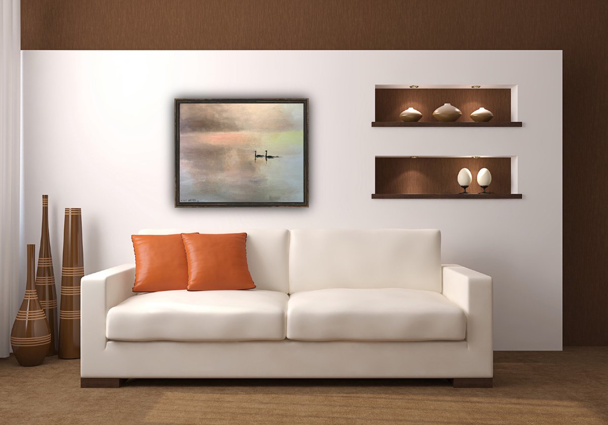 Two Swans At Dawn - in-context-home
