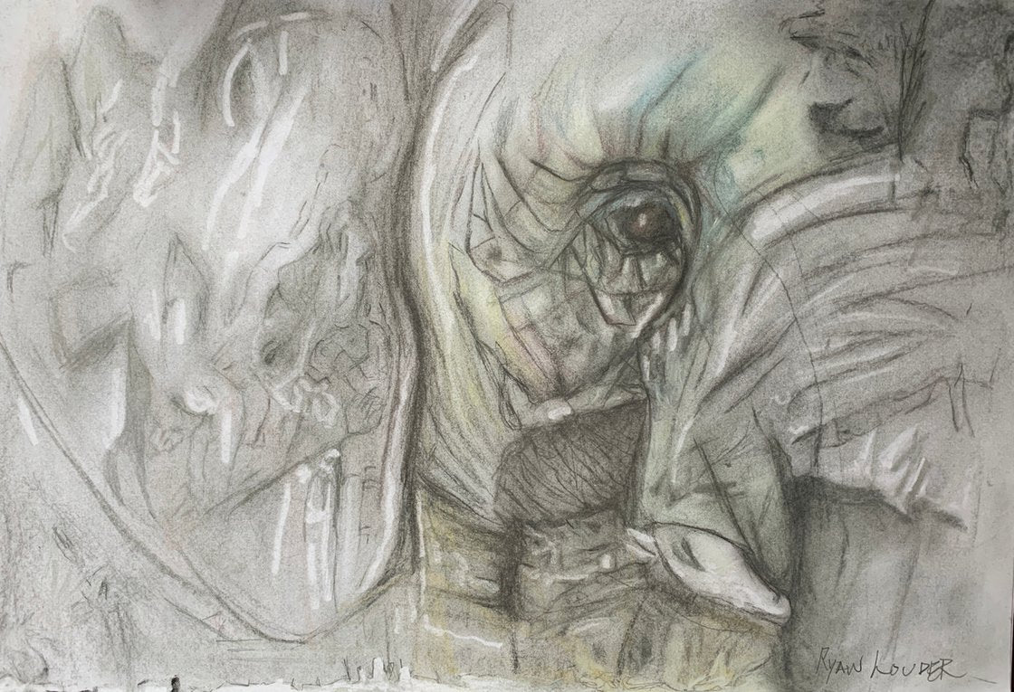 A painting titled 'Elephant Eyes by Ryan  Louder' by Ryan Louder