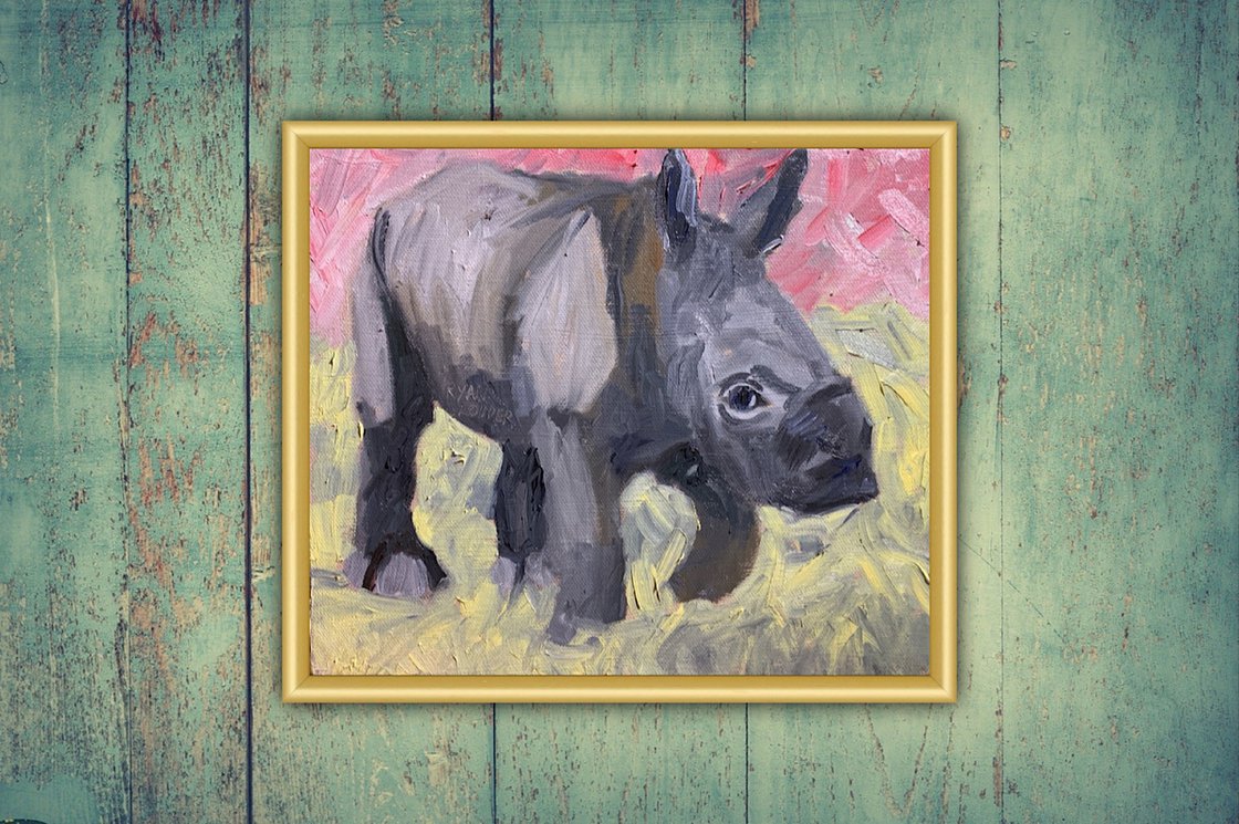 A painting titled 'Baby Rhino by Ryan  Louder' by Ryan Louder