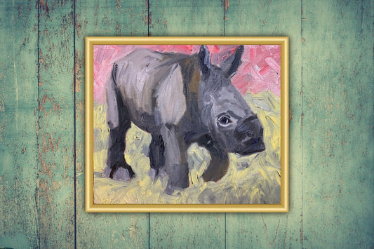 A painting titled 'Baby Rhino by Ryan  Louder' by Ryan Louder
