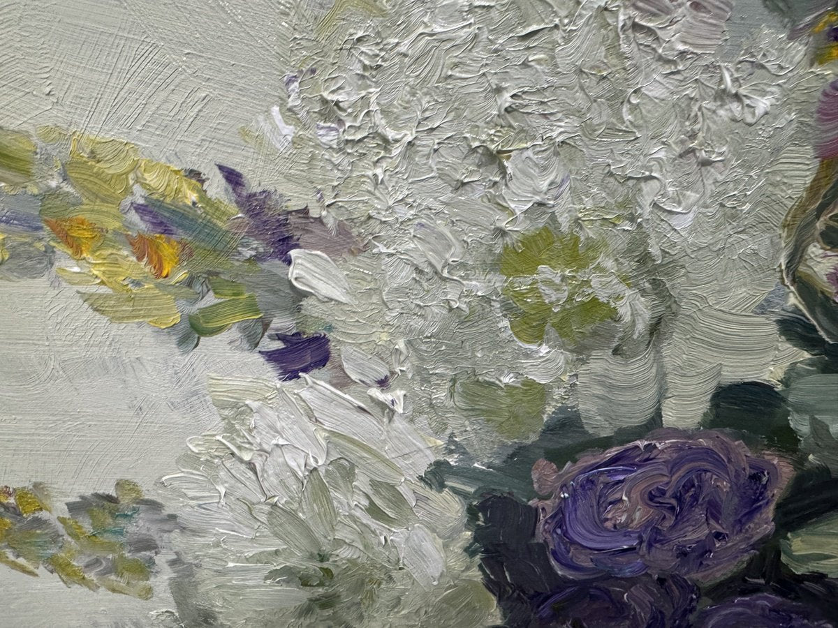 Flowers On A White Table - close-up-artwork