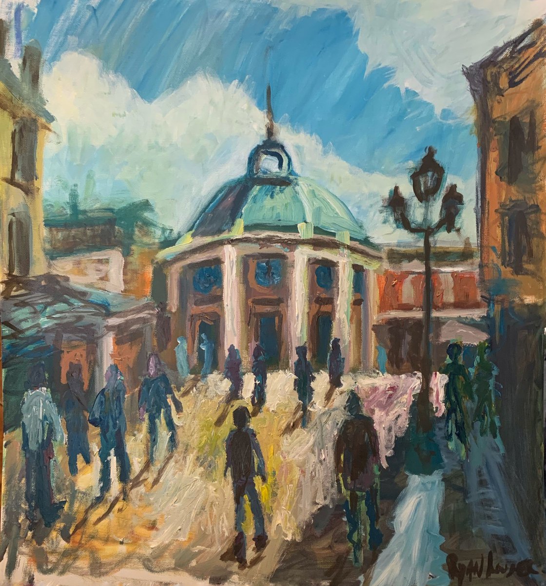 A painting titled 'Covent Garden On A Sunny Day by Ryan  Louder' by Ryan Louder