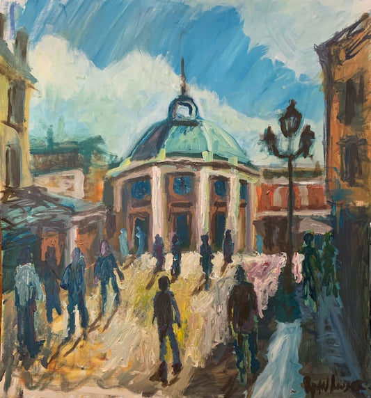 A painting titled 'Covent Garden On A Sunny Day by Ryan  Louder' by Ryan Louder