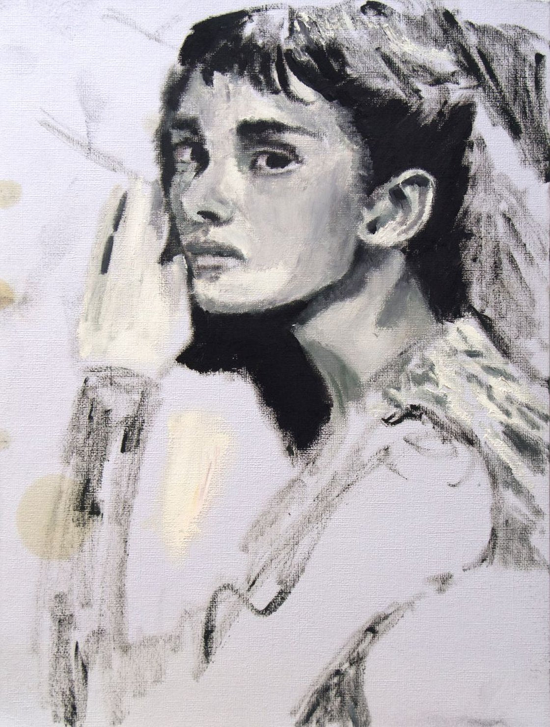 A painting titled 'Audrey Hepburn Study by Ryan  Louder' by Ryan Louder
