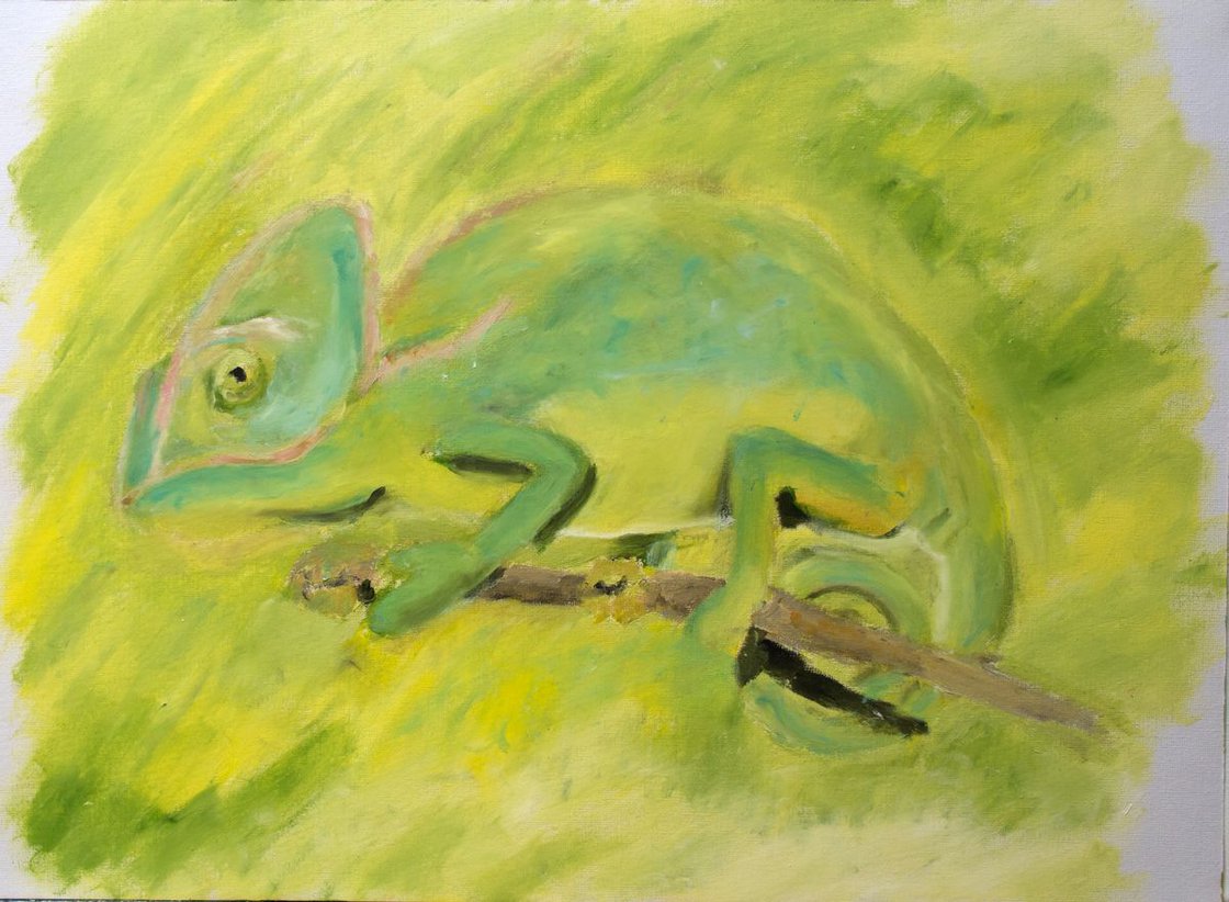 A painting titled 'Chameleon being a Chameleon by Ryan  Louder' by Ryan Louder