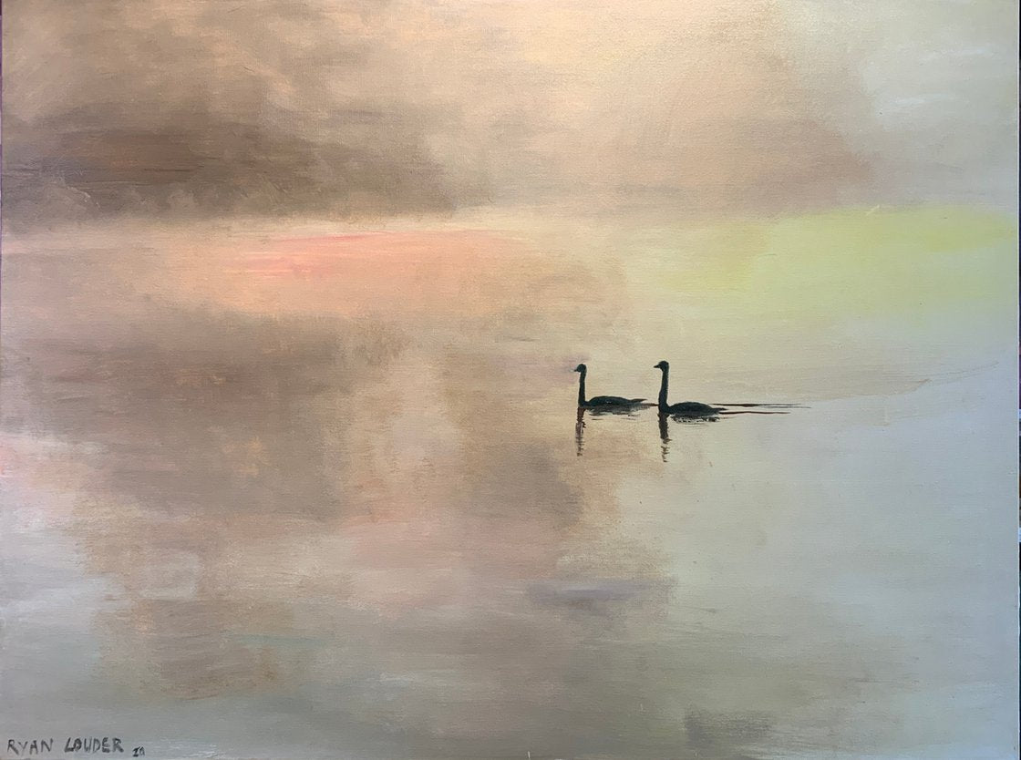 Two Swans At Dawn by Ryan Louder - Hahnemühle German Etching Fine Art Print
