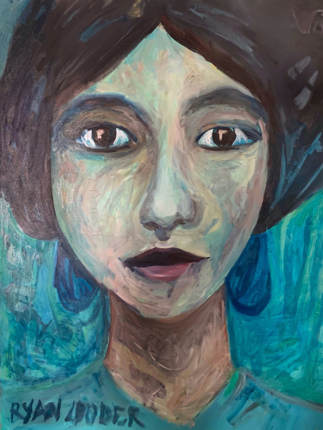 A painting titled 'Lady In Blue by Ryan  Louder' by Ryan Louder