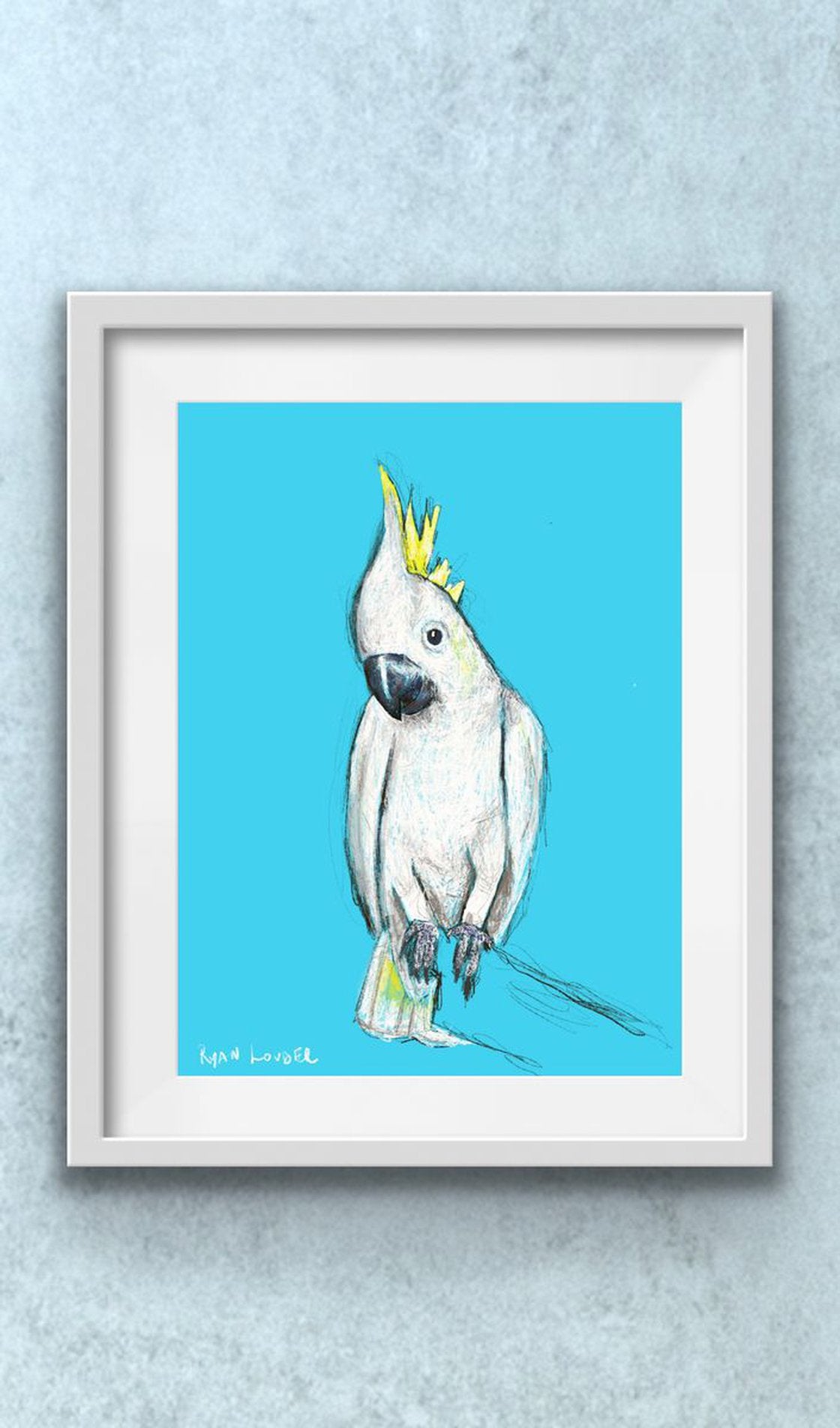 A painting titled 'Birds Cockatoo For You by Ryan  Louder' by Ryan Louder