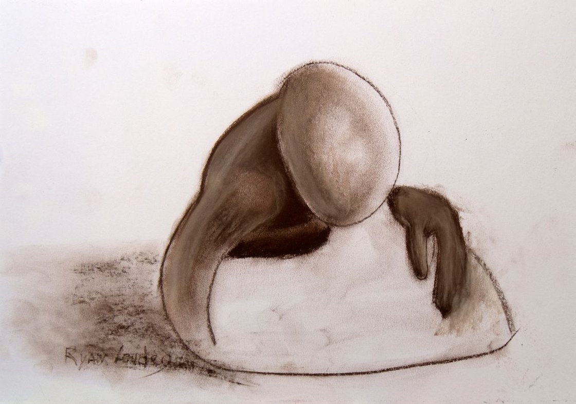 Abstract Figure 9x12 charcoal on paper by Ryan Louder