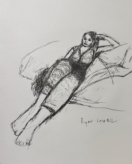 A painting titled 'Chilling on a Bean Bag by Ryan  Louder' by Ryan Louder