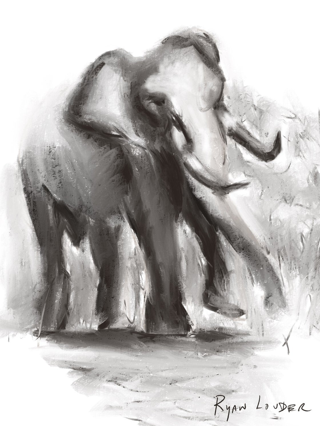 A painting titled 'Elephant Vibrations by Ryan  Louder' by Ryan Louder