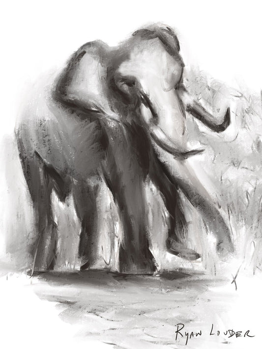 A painting titled 'Elephant Vibrations by Ryan  Louder' by Ryan Louder