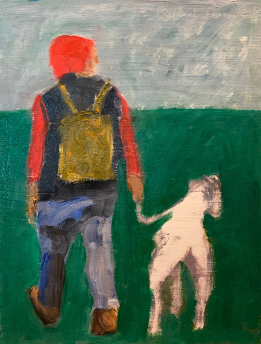 A painting titled 'Dog Walking In The Park by Ryan  Louder' by Ryan Louder