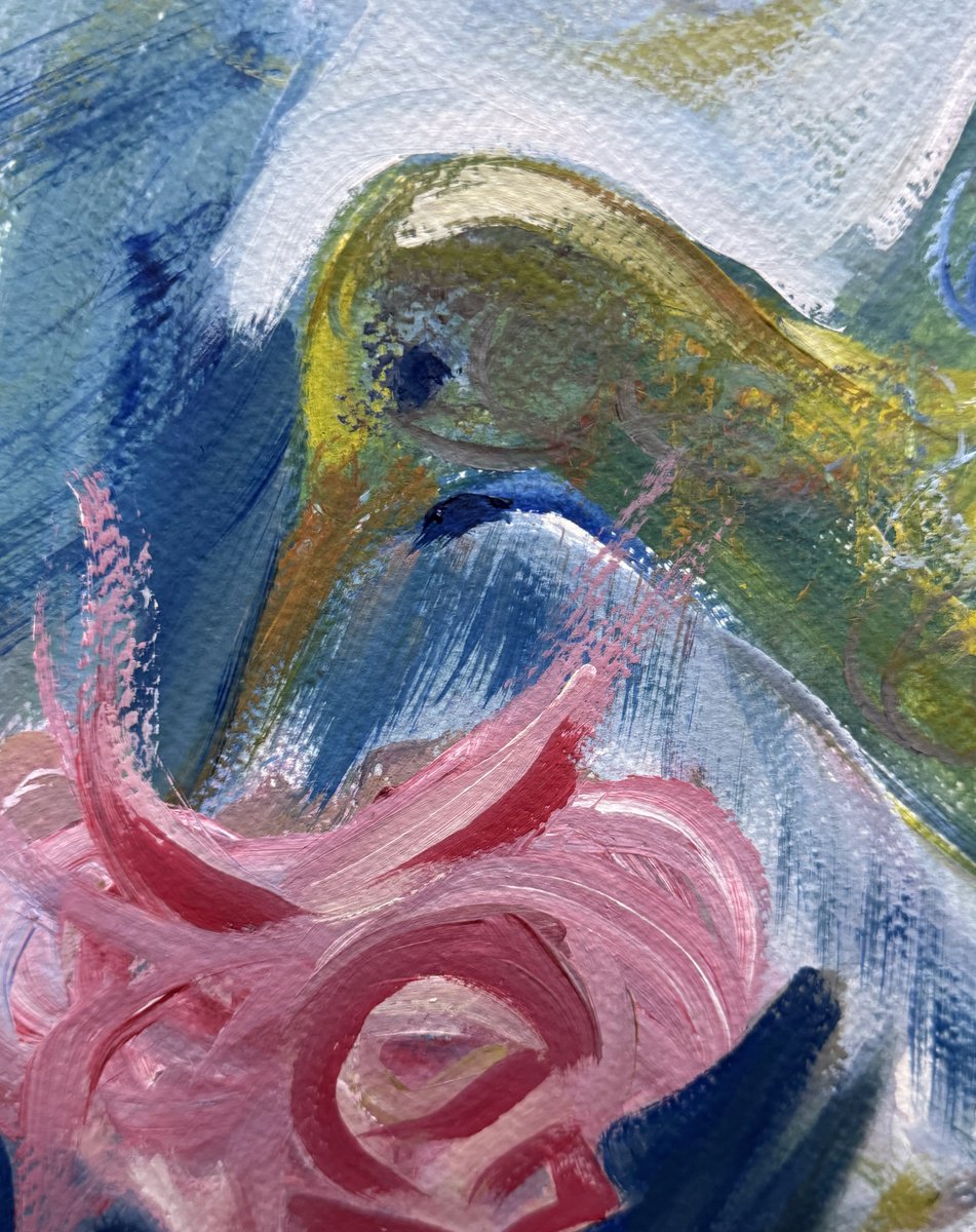 Humming Bird Drinking Nectar - close-up-artwork