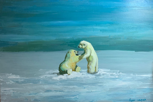 A painting titled 'Polar Bears by Ryan  Louder' by Ryan Louder