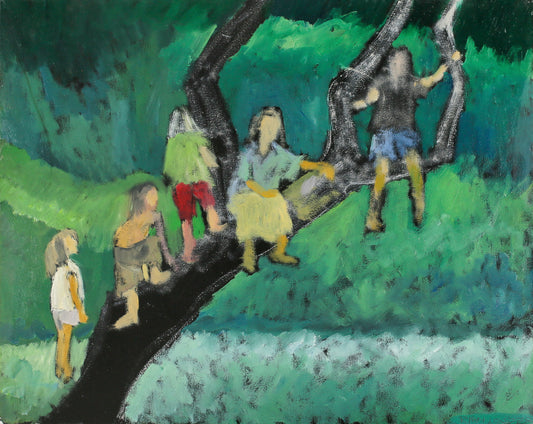 A painting titled 'Climbing Trees' by London Paintings