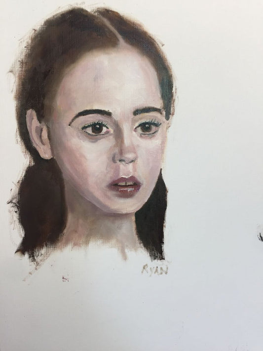 Elisa Study - Portrait of a Girl 16x12 Oil On Paper by Ryan Louder - Hahnemühle German Etching Fine Art Print