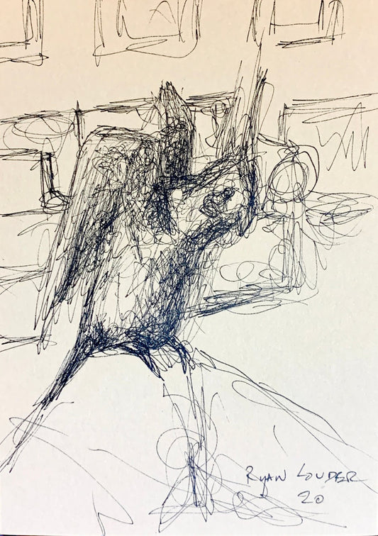 A painting titled 'Cockatiel sitting on my knee 3 by Ryan  Louder' by Ryan Louder