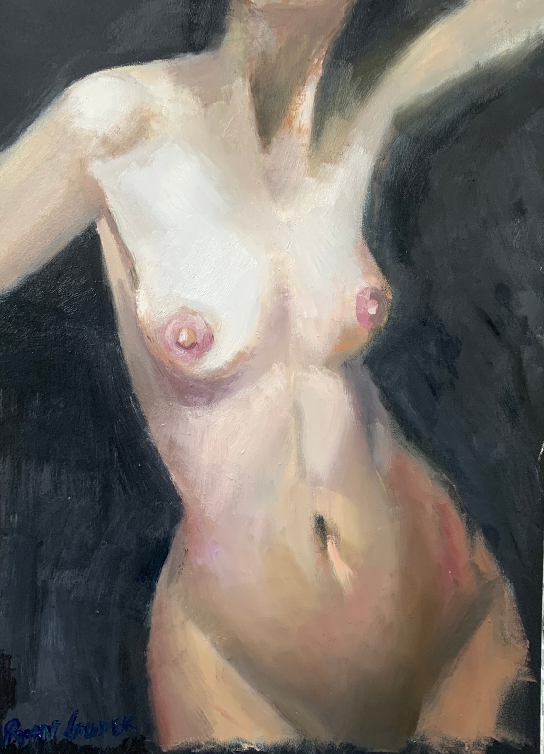 A painting titled 'Bust of a Female Figure by Ryan  Louder' by Ryan Louder