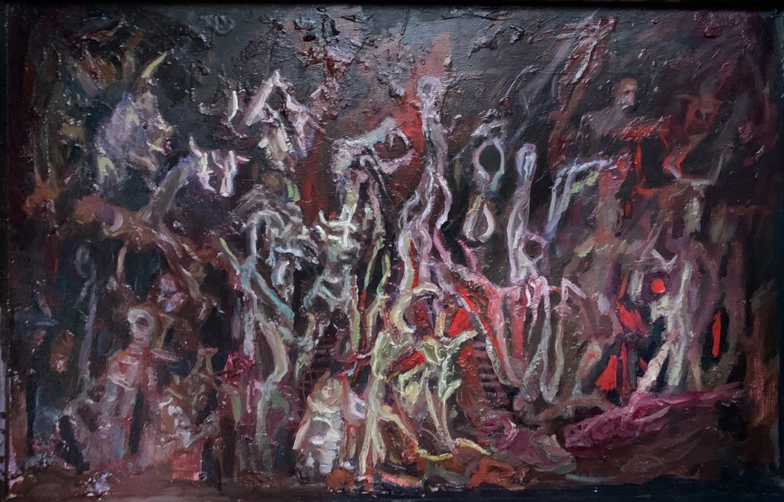 A painting titled 'The Intestinal Nightmare by Ryan  Louder' by Ryan Louder