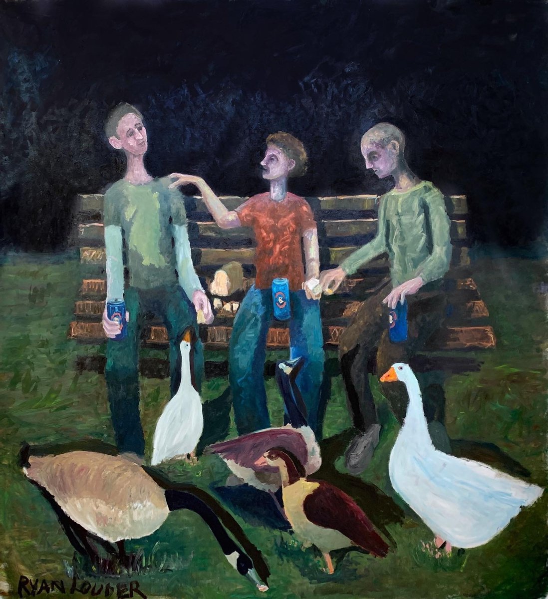 Feeding The Ducks At Night