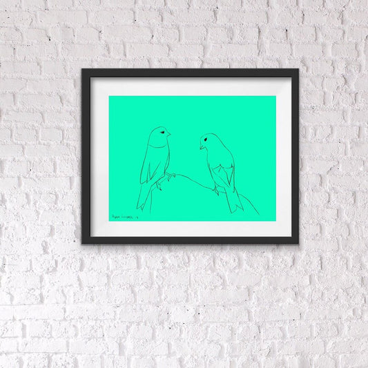 A painting titled '2 Birds 9x12 by Ryan  Louder' by Ryan Louder