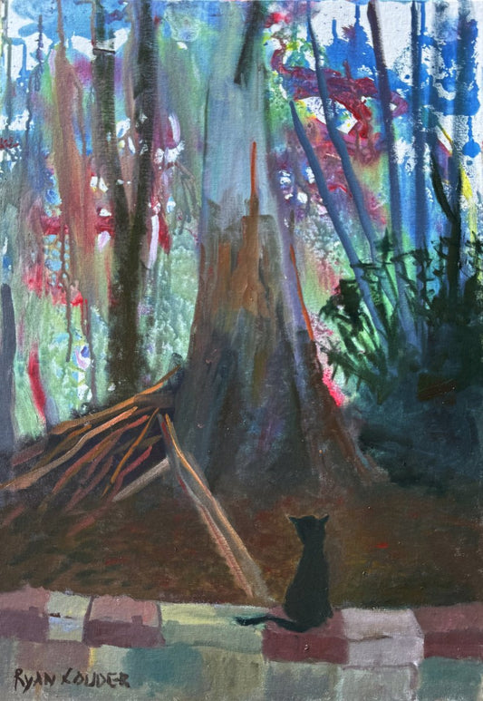 Cat By The Eucalyptus Tree