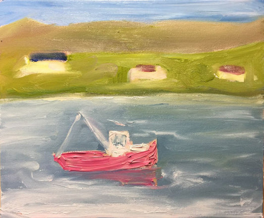 A painting titled 'Boat and a Beach by Ryan  Louder' by Ryan Louder