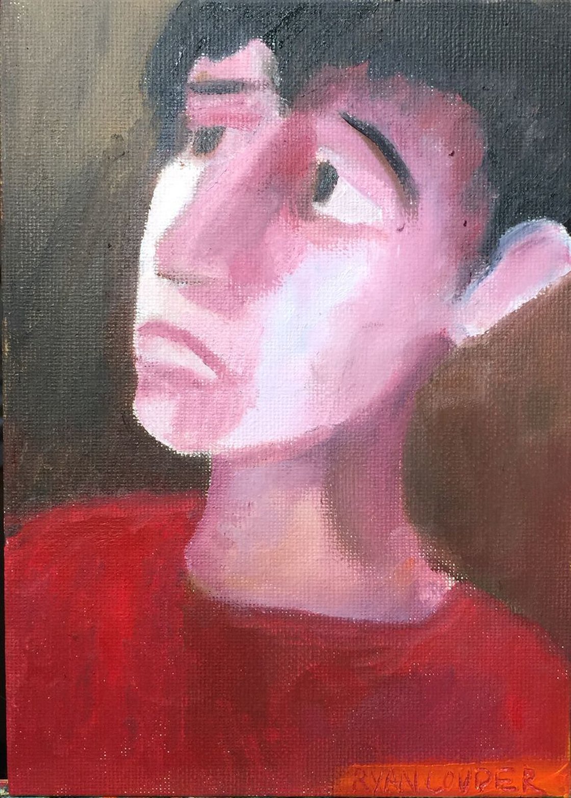 A painting titled 'The Concerned Son 5x7 Canvas Board by Ryan  Louder' by Ryan Louder